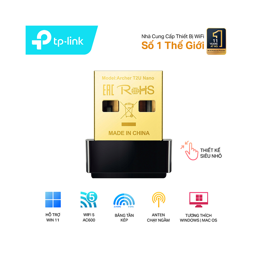 CARD MẠNG KHÔNG DÂY USB TP-LINK ARCHER T2U NANO WIRELESS AC600