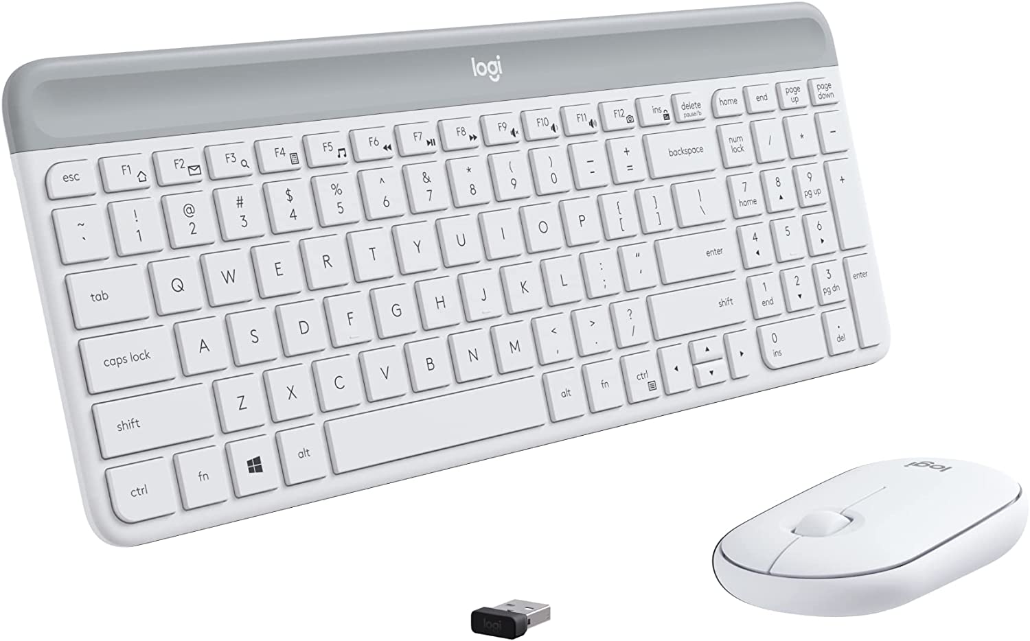 Bộ Bàn Phím-Chuột(M&Kb) Logitech Mk470 Slim Wireless/Trắng (White)