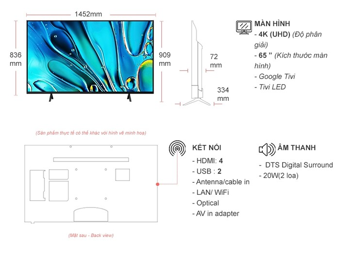 BRAVIA 3 Tivi LED Sony 4K 65 inch K-65S30 Đen - Ảnh 4